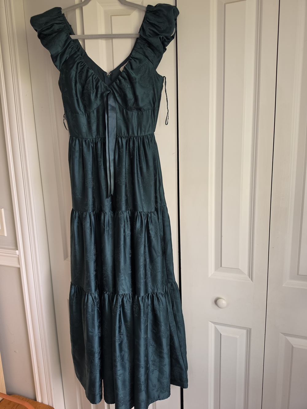 Francesca's Collections Teal Tiered Maxi Dress with Ruffle Straps